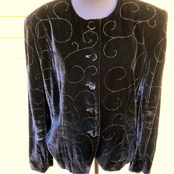 JNY Blk Velvet Evening Jacket Size 16 - Picture 1 of 9